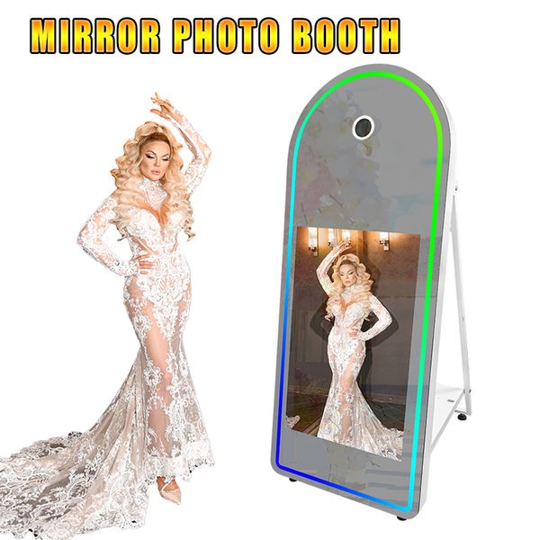 Cabine Photo miroir magique, Machine à écran tactile 32 pouces, avec étui de transport, pour fêtes, mariages, événements, noël