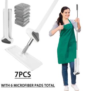 Magic Mop squeeze dweil Microveiber platte dweil gratis wassen luie mops voor huisvloerreiniging huishoudelijke reinigingsgereedschap met vervangen 240527
