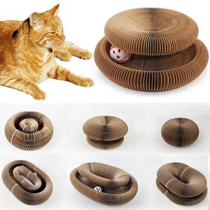 Orgue magique pliable chatte à gratter plateau avec cloche grinding griffe chat grimping cadre rond chats ondulés jouets interactifs 240403