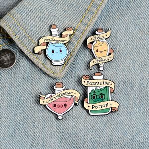 Magic Potion Emaille Pins Cartoon Fles Badges Good Luck Love Transformation Truth Broches Revers Kleding Pin Movie Sieraden Gift voor Kid