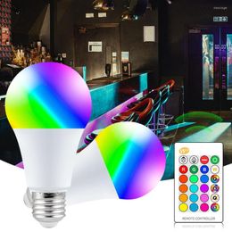 Ampoule LED magique RGB AC85-265V, lampe d'éclairage intelligente, changement de couleur, variable avec télécommande IR 5W 10W 15W