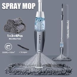 Magic Spray Mop piso de madera con almohadillas de microfibra reutilizables Mango de 360 ​​grados Windows Sweeper Broom Clean Herramientas 240508