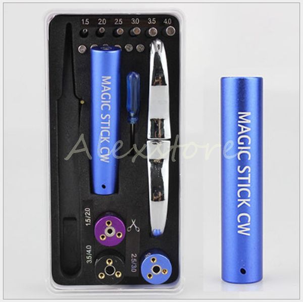 Magic Stick CW Box Vape Jig Kit 6 en 1 Máquina de bobinado de alambre Koiler Kit Mods DIY RBA Herramienta de bobina prefabricada DHL