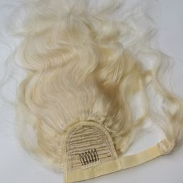Magic Sticker Ponytails 613# Body Wave Braziliaanse 100%menselijke haarhaaklus Perseet Peruaanse Maleisische blonde kleur 10-28inch
