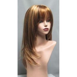 Magic Touch Long Wig Styleable Hair 18" Synthetic Brown Blonde Highlights