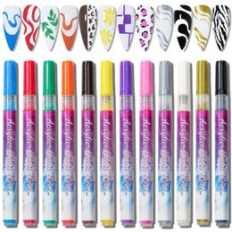 Ensemble de peinture d'eau magique ensemble 3d Nail Art Painting stylo trois-en-un à l'huile de clou de colle nail art Dessin Pen Lineur Marker 231227