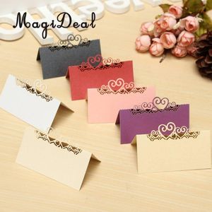 Magideal 25 stks / partij Bruiloft Tafel Plaatskaarten Laser Cut Hart Naam Nummer Place Cards Bruiloft Decor Groetkaart