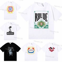 MAGLIETTA DA UOMO RHUDE T-shirt Ropa de Hombre Mardi Tshirts Coton Y2k Vêtements Homme Crew Necl