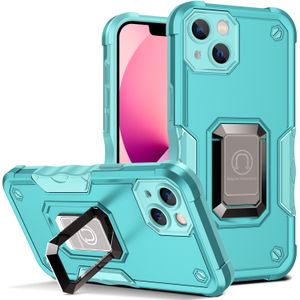 Magneet Adsorptie Telefoonhoesjes voor iPhone 15 14 Pro Max Plus 13 Mini Ringstandaard Antislip Robuust Duurzaam Schokbestendig Cover met beugel Mint