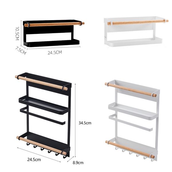 Magnet Kitchen Organizador de refrigerador Soporte de papel Magnético Toalla de papel Toalla estante de metal Rack de almacenamiento de especias Herramientas de baño