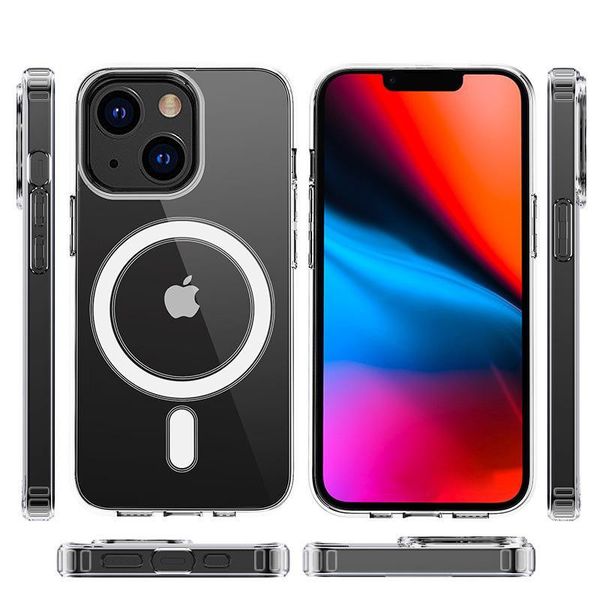 Imán Transparente Acrílico transparente Magnético Estuches para teléfonos a prueba de golpes para iPhone 13 12 Mini 11 Pro Max XR XS X 8 7 Plus con paquete minorista Estuche cargador Magsafe compatible