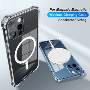 Aimant Transparent Clear Case Acrylique Magnétique Antichoc Téléphone Cas pour iPhone 14 13 12 11 Pro Max Mini Compatible Magsafe Chargeur Couverture Mobile