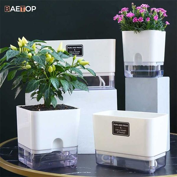 Conception d'adsorption magnétique Pot de jardinière à arrosage automatique 4 Style en plastique à arrosage automatique Fleur de plantation pour toutes les plantes d'intérieur 211130