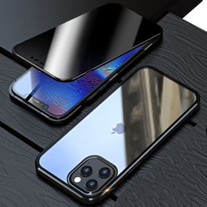 Étuis en verre trempé de confidentialité anti-regard à adsorption magnétique pour iPhone 15 Pro Max 11 12 13 14 XS Max XR couvertures de téléphone de Protection complète