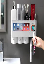 Adsorption magnétique Holder de brosse à dents inversée Automatique Dispecteur de dentifrice Rack de rangement accessoires de salle de bain 3250492