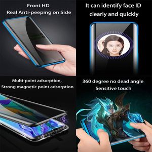 Magnetische Adsorptie Metalen Bumper Case Anti Spy Privacy Gehard Glas Screen Protector voor Samsung Galaxy A81 Note 10 Lite A91 S10 Lite