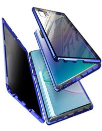 Magnetische adsorptie Schokbestendige metalen bumperbehuizing Anti Spy Privacy Gehard glas Screenprotector voor Samsung Galaxy Note 10 plus4026625