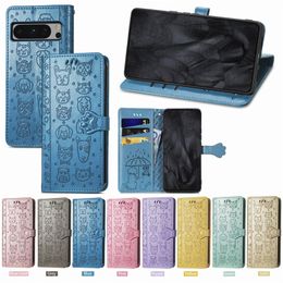 Magnetisch dierpatroon Boek Leather Case voor Google Pixel 8 Pro 7A 6A 5A 5G 4A 7PRO 5XL 4xl Dog Cat Stand Card Slot Wallet Bag