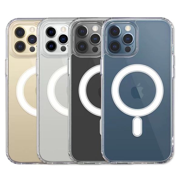 Fundas magnéticas para teléfonos iphone gama completa para 11 12 13pro MAX 14 magsafe X XR 6S 7/8P Funda transparente MagSafe adecuada para evitar caídas