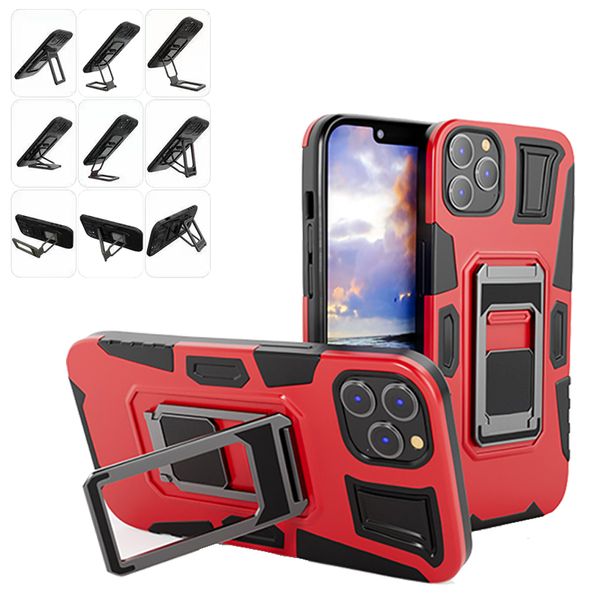 Funda de teléfono con armadura magnética, carcasa dura con soporte plegable para Iphone 14 Plus 13 12 Pro Max, cubierta de teléfono con soporte Mecha oculto a prueba de golpes