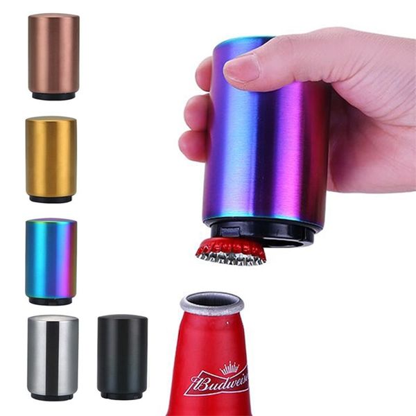 Bouteille de bière automatique magnétique Ouvre-bouteille en acier inoxydable Outils portables Gadgets de cuisine Cadeau de Noël 220727
