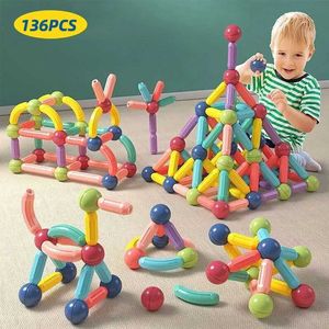 Blocs magnétiques 136-36 morceaux de construction magnétique Blocs Childrens Toys Magic Wands Games Montessori