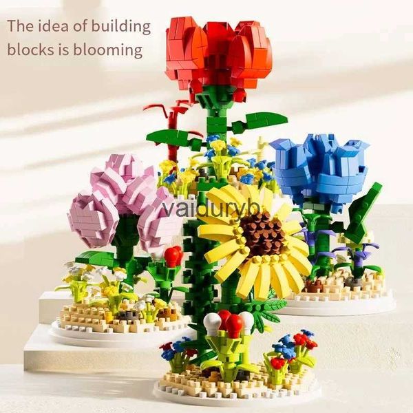 Bloques magnéticos Eternal Rose Building Block Ramo de flores Puzzle Ensamblaje Juguete Micro Partículas Juguete Decoración de escritorio Bloque de construcción Toyvaiduryb