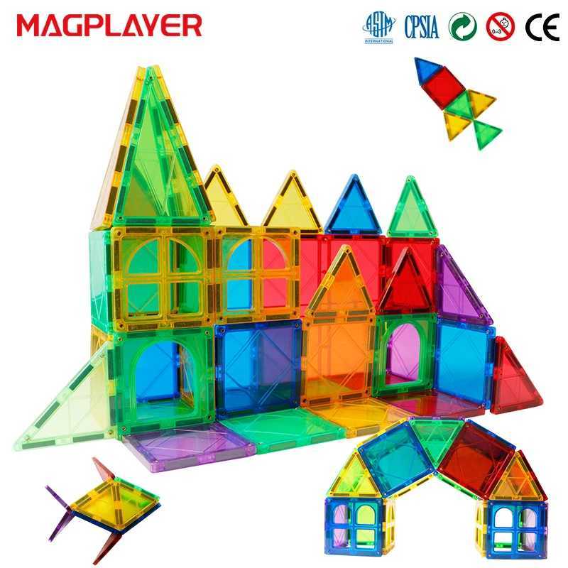 Magnetische blokken Magplayer Magnetic Building Block Childrens Diy Game Montessori Education speelgoedgebouw Set Childrens Gifts Magnetic Ceramic Tiles WX5.17