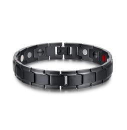 Bracelet magnétique Auniquestyle Black Men039 Bracelets de santé Bracelets Bangles Magnetic 316L Bracelet en acier inoxydable Bio E1946848