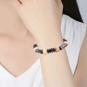 Bracelet magnétique en bambou en pierre de pierre thérapie des soins de santé Magnet perles d'hématite Bracelet Bijoux pour hommes