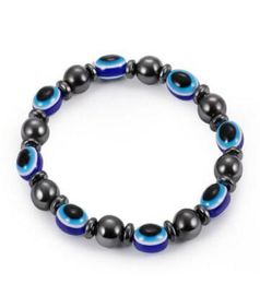 Bracelet magnétique Blue Evil Eye Hematite Stone Therapy Care Health Care Bangle Unisex Health Care Energy Bracelet Bijoux Gift3498759