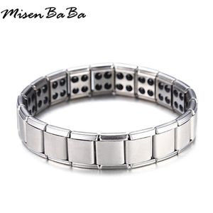 Bracelets magnétiques en acier inoxydable élastique santé équilibre énergétique Tourmaline Germanium Bracelet Bracelet pour femmes hommes bijoux cadeau 244M