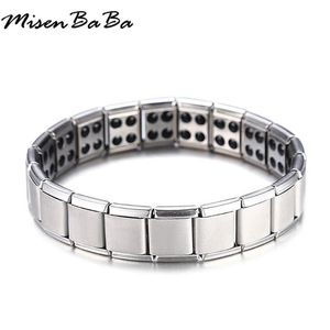 Bracelets magnétiques en acier inoxydable élastique santé équilibre énergétique Tourmaline Germanium Bracelet Bracelet pour femmes hommes bijoux cadeau 244i