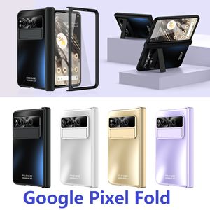 Magnetische beugelhoesjes voor Google Pixel Fold Case Pennenhouder Plating Scharnier Beschermhoes