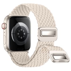 Magnetisch gevlochten lus voor Apple Watch Band Rekbaar geweven nylon Elastische verstelbare band Compatibel voor Apple iWatch All Series SE
