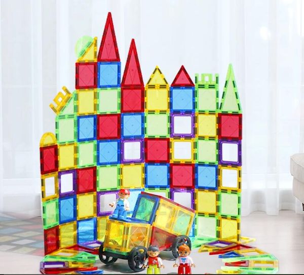 Bloques de construcción magnéticos juguete para regalo DIY juego de construcción para niños bloques magnéticos de azulejos Montessori juguetes magnéticos educativos para niños