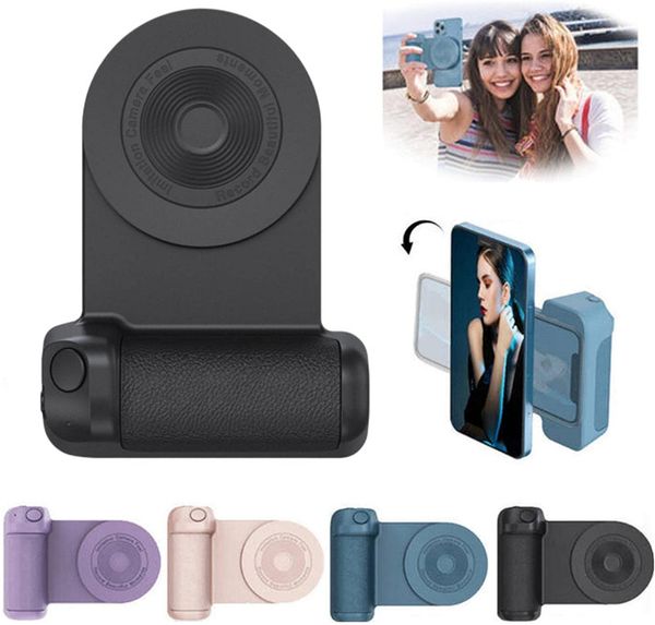 Mango magnético para cámara, soporte Bluetooth, antivibración, agarre para cámara de teléfono Selfie, base de carga inalámbrica para escritorio, soporte para teléfono