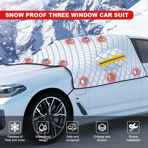 Coche magnético Protector de hielo para nieve, ventana, parabrisas, parasol, cubierta de bloque de parabrisas delantero y trasero, visera con 5/9 imanes Universal