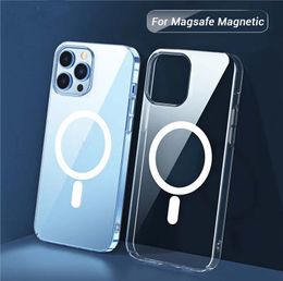 Magnetische cases voor iPhone 14 13 12 11 Pro Max transparant beschermende mobiele telefoon achteromslag Schokbestendig zachte TPU Clear Mobile Phone Case met retailpakket