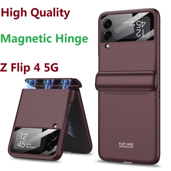 Cas magnétiques pour Samsung Galaxy Z Flip 3 Flip 4 Case Protection de protection de la charnière Caméra Film de verre Couverture dure