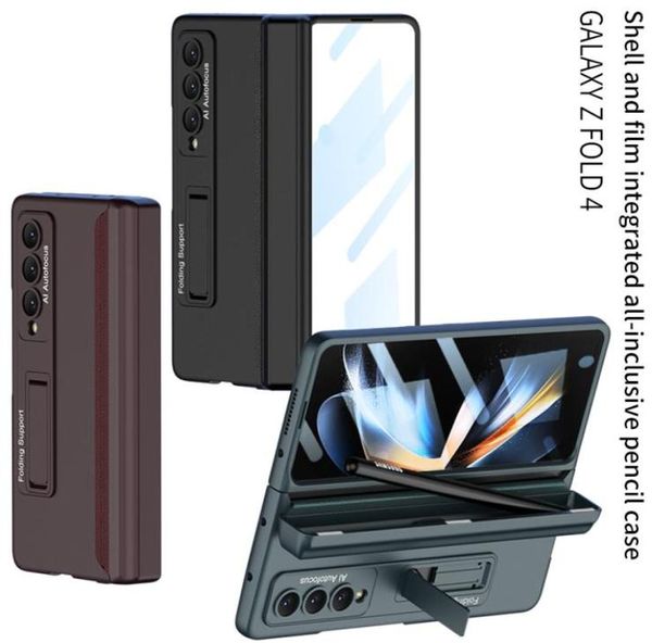 Fundas magnéticas para Samsung Galaxy Z Fold 3 Fold 4, Protector de pantalla de cristal, bisagra, ranura para bolígrafo, soporte, Cover5987969