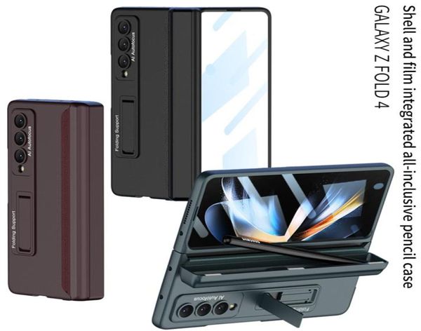 Étuis magnétiques pour Samsung Galaxy Z Fold 3 Fold 4, protecteur d'écran en verre, charnière, boîtes à fentes pour stylo, support Cover3980558