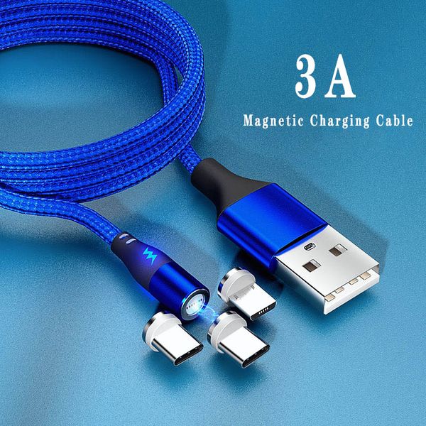 Cargador magnético USB Micro Cables Tipo C Cable de carga rápida para teléfono de coche