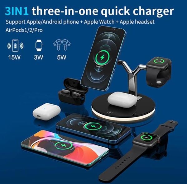 Support de charge magnétique en forme de Y, chargeur sans fil trois en un pour montre de téléphone portable 25w, charge rapide