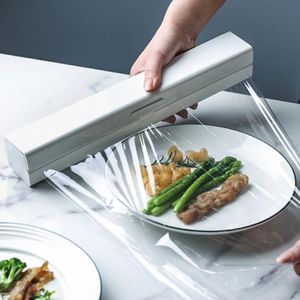 Magnetic Cling Wrap Dispenser Roll Case de plástico Dispensador Dispersor Caja de película Preservadora Accesorios de cocina