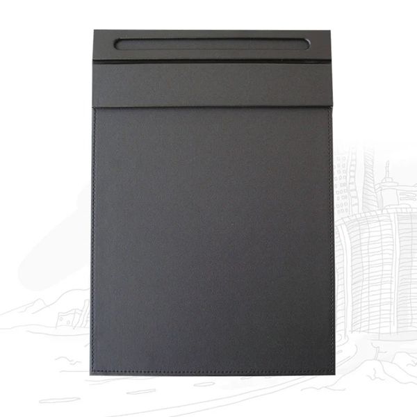 Carpeta de archivos con Clip magnético, portapapeles de papel A4 con Clip para tableta para suministros de oficina, carteras de cuero negro, Pad Messager