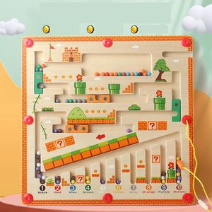Labyrinthe magnétique de couleurs et de chiffres, jouets Montessori pour enfants de 3 ans, puzzle en bois, planche d'activité, apprentissage du comptage éducatif 240307