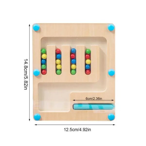 Maze de couleur magnétique Toys de la carte de labyrinthe en bois coloré avec balle de sorifère de développement de développement de développement ancien multifonctionnel
