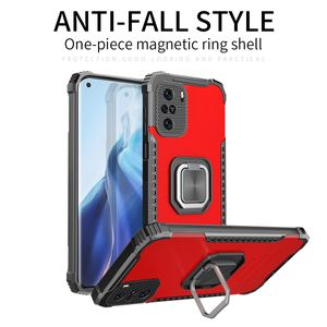 Couverture magnétique avec support d'anneau, coque arrière en alliage d'aluminium à armure métallique antichoc pour Xiaomi Redmi Poco F3 K40 Pro Note 10Pro 10s