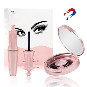 Magnetische wimpers 3D false nertsen vloeibare eyeliner magnetische valse wimpers tweezer set langdurige wimpers extensie